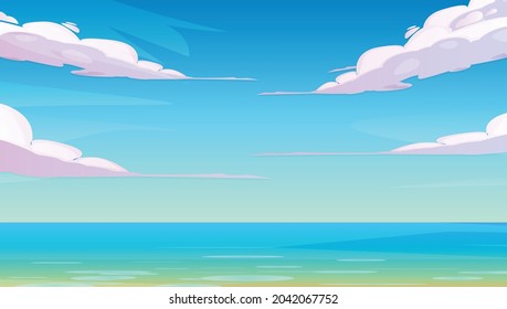 Sea panorama, Tropical beach vector background. sunset background