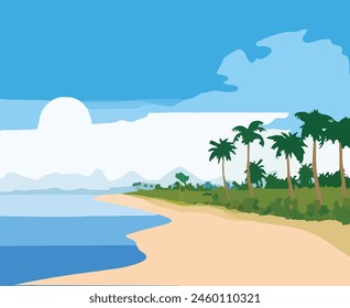Panorama del mar, fondo tropical del Vector de la playa