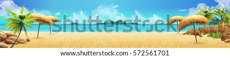 Sea panorama, Tropical beach vector background