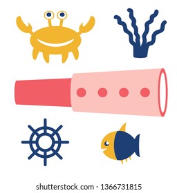 Sea pattern flat illustration