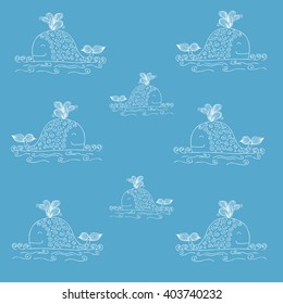  sea pattern with funny whales