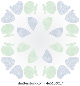 Sea pattern,  hole,  spots,shells, doodles, copy space . Hand drawn.