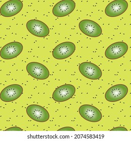 Patrón marino con kiwi sobre fondo amarillo, ilustración vectorial, eps 10