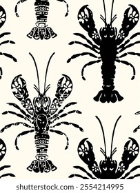 sea pattern with lobster,seamless pattern.