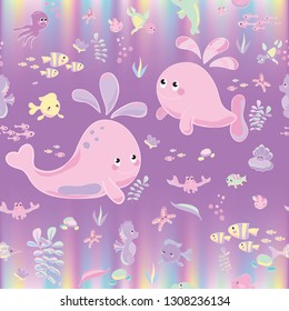 Sea Pattern modern style delicate color. Vector background