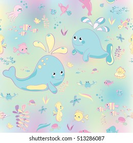 Sea Pattern modern style delicate color. Vector background