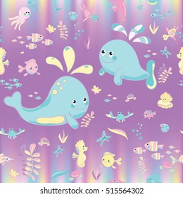 Sea Pattern modern style delicate color. Vector background