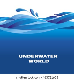 sea pattern. ocean water vector illustration. blue surface motif for header, invitation, banners.