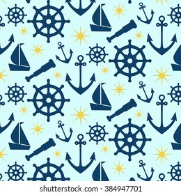 Sea pattern with sailing symbols.