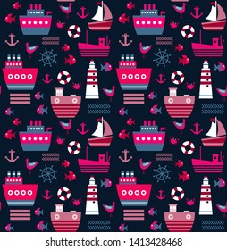 Sea pattern seamless geometric design