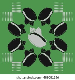 Sea   pattern, shells, halftone .