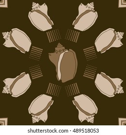 Sea  pattern, shells, halftone .