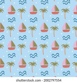 sea pattern with ship and wave
