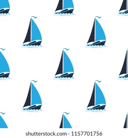 Sea pattern with ships. Seamless background in a marine style.
