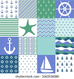 Patrones marinos, diseño náutico, elementos marinos