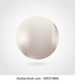 Sea pearl isolated on white background. Shiny oyster pearl ball for luxury accessories. Vector illustration.