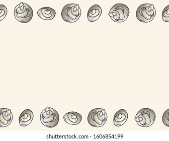 Sea pebble stones comic style seamless pattern. Boho cartoon drawing of stones in a pyramid cairn view from above. Letter format decoration background texture tile