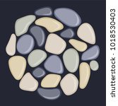 Sea pebbles are located in a circle. Abstract vector illustration.