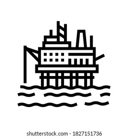 sea petrol rig line icon vector. sea petrol rig sign. isolated contour symbol black illustration