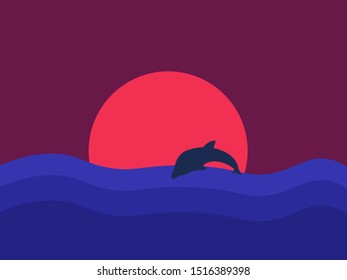 Sea picture, illustration, vector on white background.