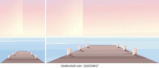 Sea pier at dawn. Natural scenery in different formats.