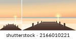 Sea pier at sunset. Natural scenery in different formats.