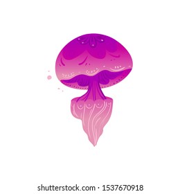 Sea pink jellyfish in ocean water, wild underwater animal with tentacles. Isolated flat vector illustration of a purple jellyfish.