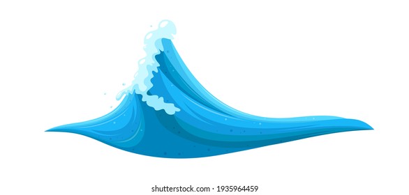 Tubo marino para el surf con olas grandes. Ola levantándose en el agua. Ilustración vectorial de dibujos animados aislada en fondo blanco 