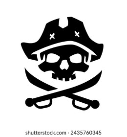 Sea pirate skull, logo, symbol.
