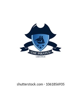 Sea Pirates logo template design. Vector illustration