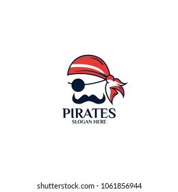 Sea Pirates logo template design. Vector illustration