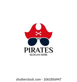 Sea Pirates logo template design. Vector illustration