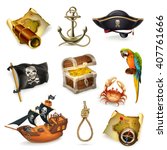Sea pirates, vector icon set