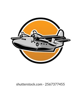 Sea plane amphibious vector art illustration isolated