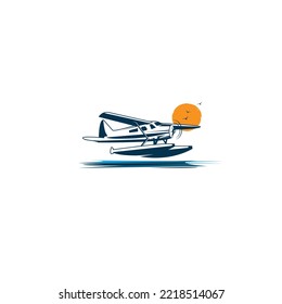 sea plane, an illustration of logo travel