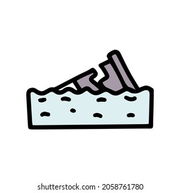 sea pollution color vector doodle simple icon