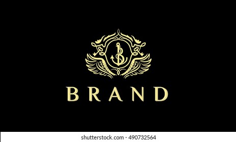 Sea port vector logo design template. Luxury marine sign (symbol, icon, emblem)
Sea product label. Sea food restaurant brand identity
