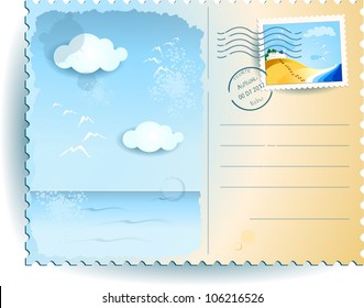 Sea postcard, vector illustration