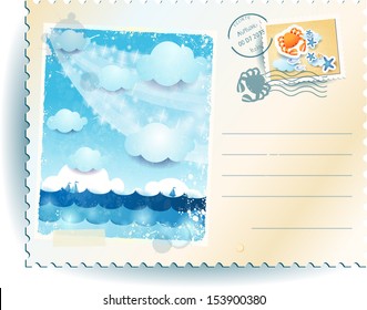 Sea postcard, vector illustration