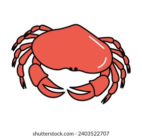 Sea product of food colorful set. The artful design showcases a beautifully detailed crab against a clean white canvas, a visual feast that pays homage to the ocean's treasures. Vector illustration.