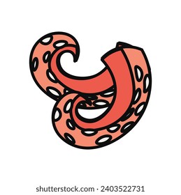 Sea product of food colorful set. Octopus tentacles, which are depicted in this illustration, are a delicious seafood delicacy. Vector illustration.