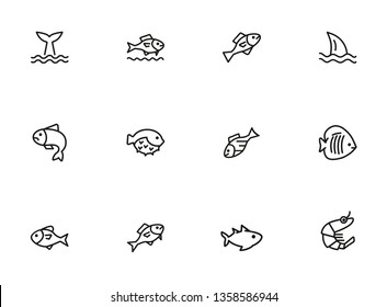 Sea products icon set. Seaanimal concept. Vector illustration can be used for topics like seafood, cuisine, cooking