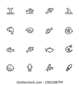 Sea products icon set. Seaanimal concept. Vector illustration can be used for topics like seafood, cuisine, cooking