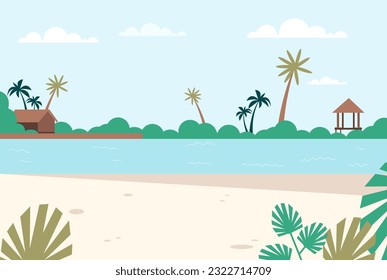 Sea promenade embankment summer landscape background concept. Vector design graphic illustration
