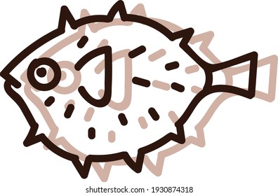 Sea puffer fish, illustration, vector on white background.