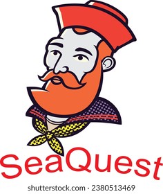 Sea Quest logo design sea quest tamplet vector illustration isolated on white background.