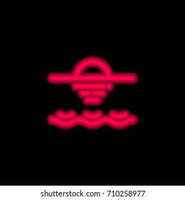 Sea red glowing neon ui ux icon. Glowing sign logo vector