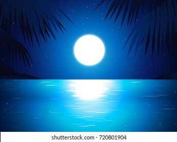 sea reflect moon at night