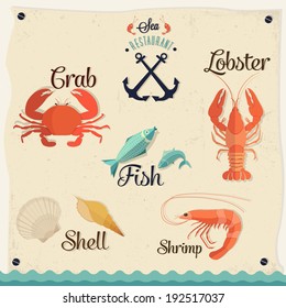 Sea restaurant icon set