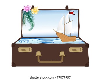 Sea in the retro suitcase